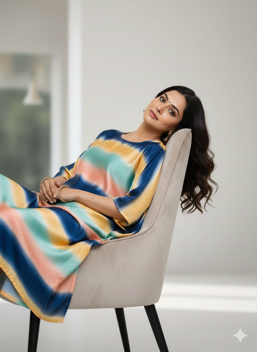 TIE & DYE STYLE MAXI UNSTITCHED 2 PIECE DRESS - Image 4