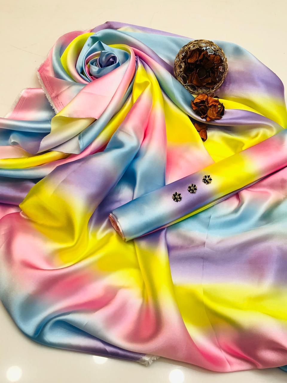TIE & DYE STYLE MAXI UNSTITCHED 2 PIECE DRESS - Image 14