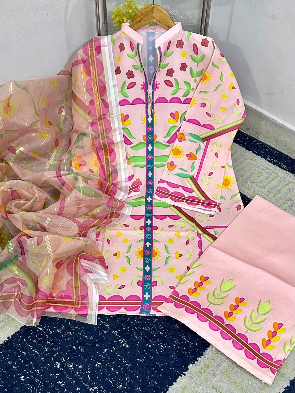 🌸 BLOOM DIGITAL PRINTED CO-ORD WITH SAME PRINTED MONAR DUPPATA DRESS - Image 2