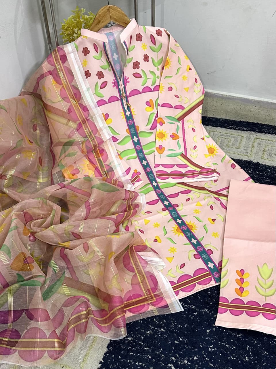 🌸 BLOOM DIGITAL PRINTED CO-ORD WITH SAME PRINTED MONAR DUPPATA DRESS - Image 3