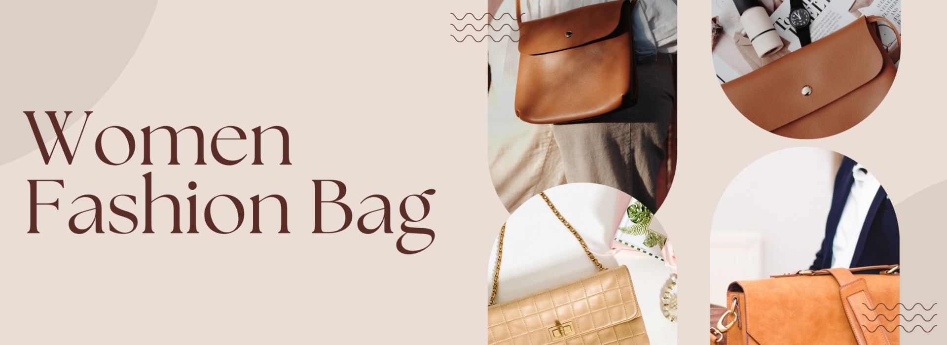 Cream Brown Women Fashion Bag Medium Banner